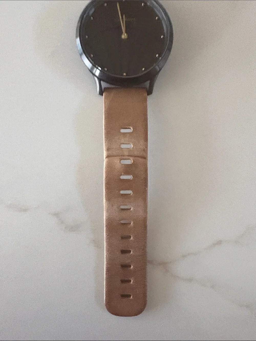 Garmin vivomove HR onyx black tan suede smart watch